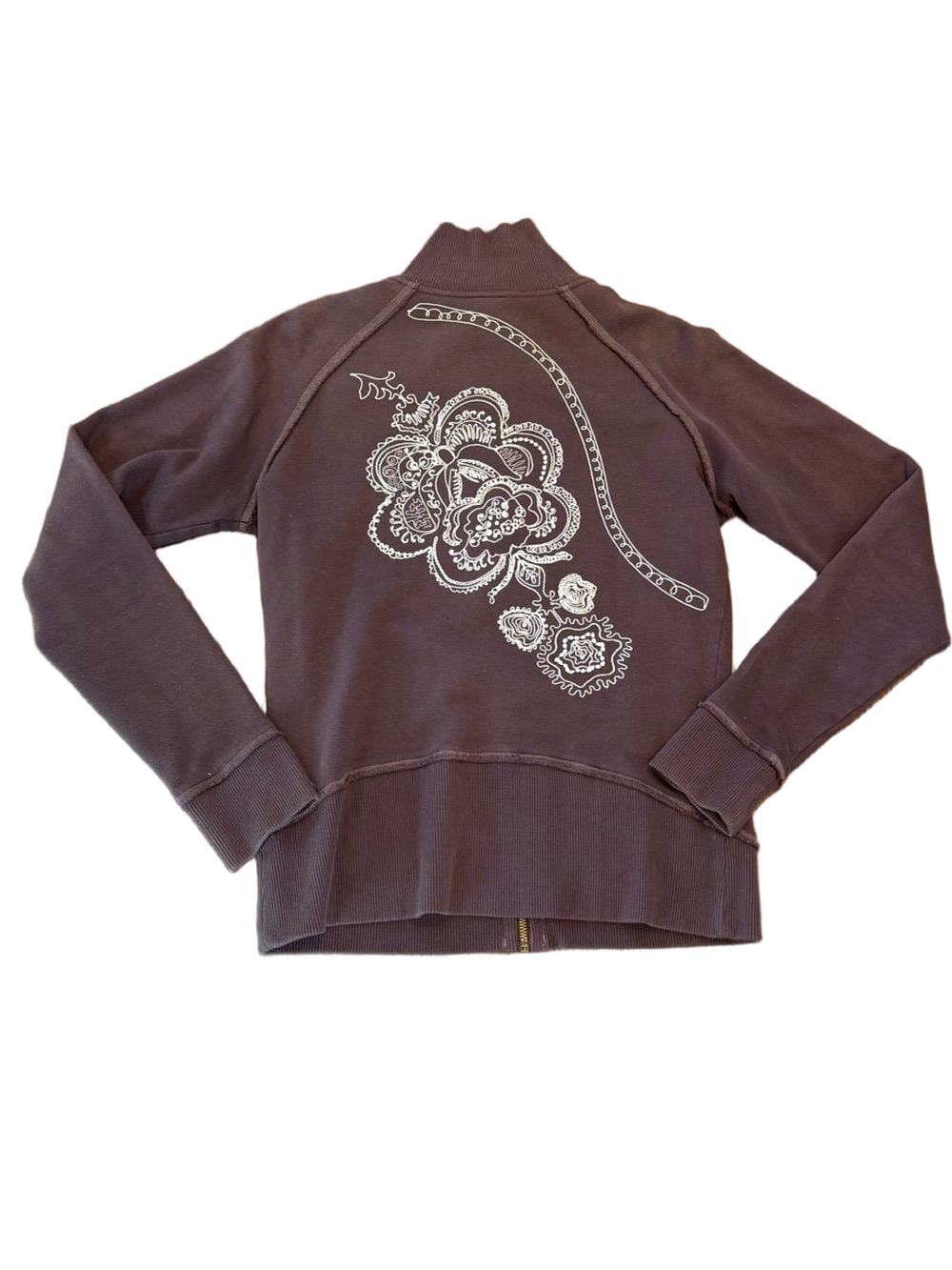 Lucy Plum-ish Embroidered Back Full Zip Jacket w/ Pockets | Size Medium EUC